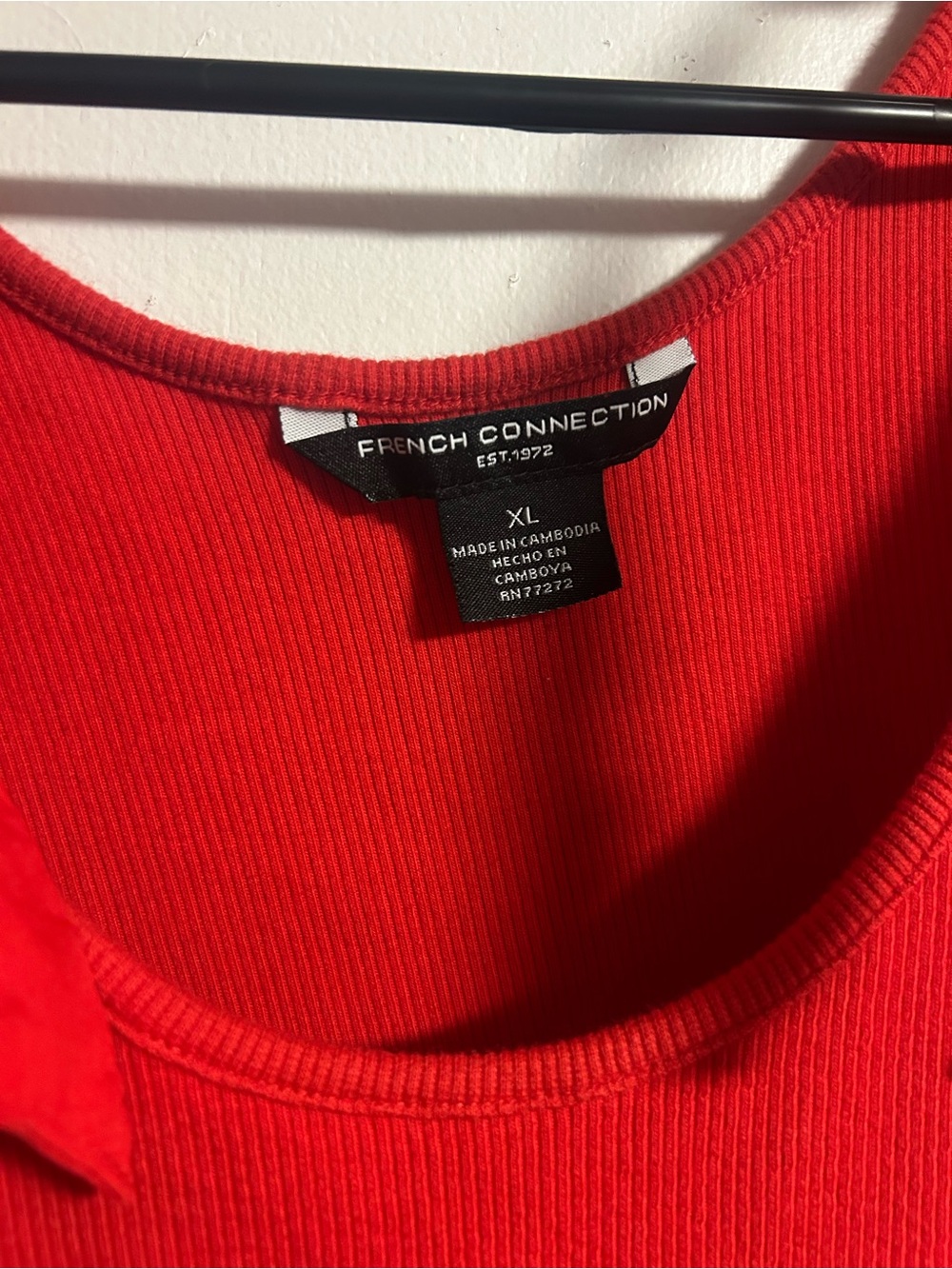 French Connection Red Tie-Shoulder Ribbed Tank - Picture 3 of 3